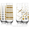 custom logo champagne flutes stemless champagne glasses set